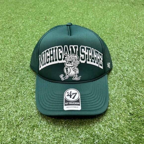 '47 Brand Trucker Michigan State Spartans Mesh Snapback Hat Green/White NWT - Picture 2 of 5